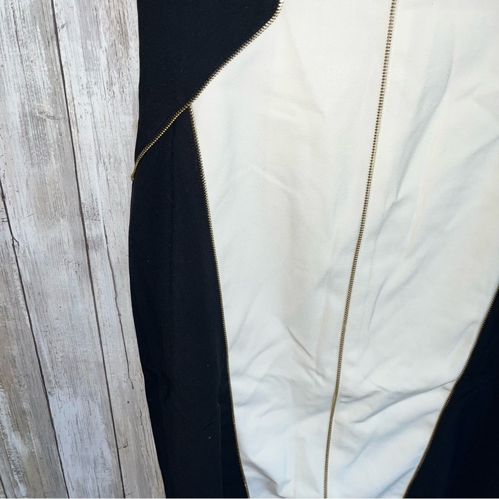 NWT Cache Black & White Full Zip Cocktail Dress - Picture 3 of 5